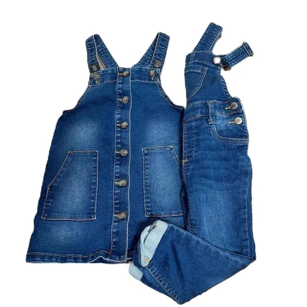 4T Bib Overalls Dress Alls Denim Jean Old Navy Wonder Nation Girls Toddler Kids